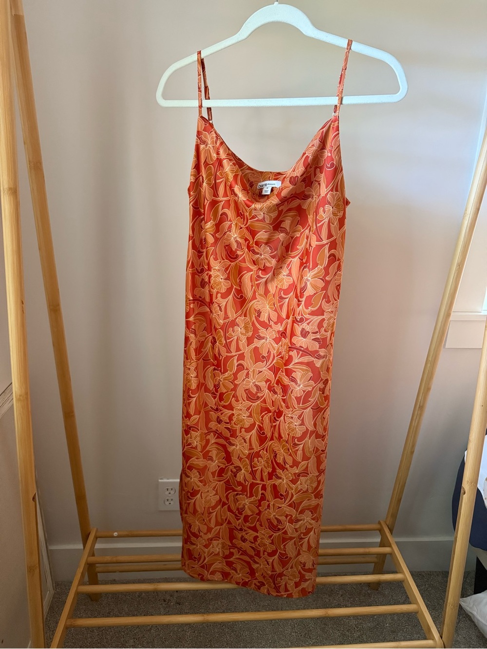 Bar III Orange Floral Satin Dress